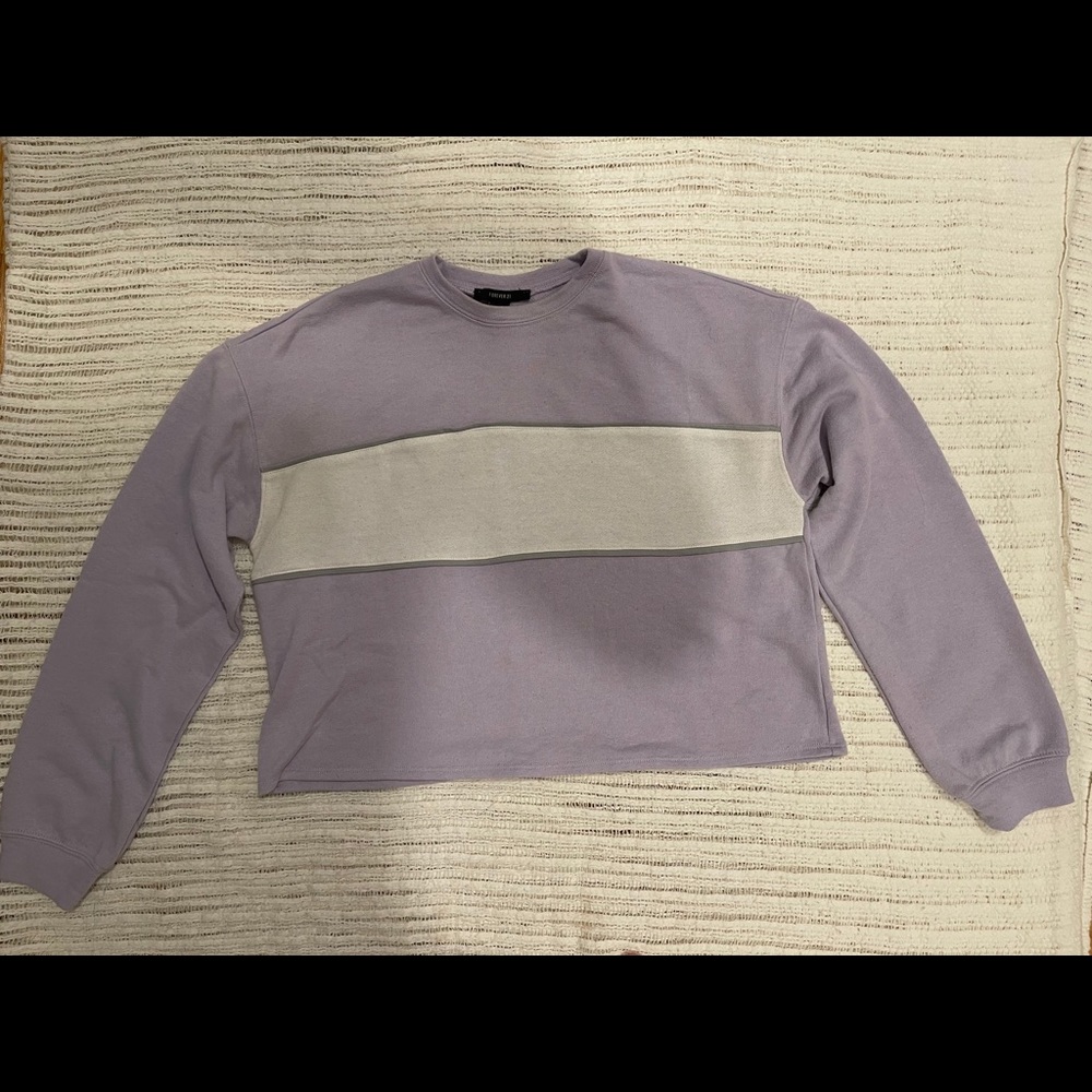 Forever 21 Lilac w/ Stripe Cropped Sweatshirt